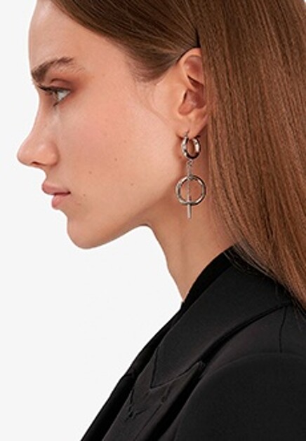 Серебряные ассиметричные серьги ERMANNO SCERVINO