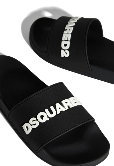 Черные шлепанцы с логотипом  DSQUARED2