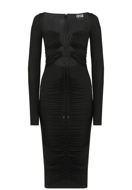 Платье с драпировкой и фигурными вырезами VERSACE JEANS COUTURE