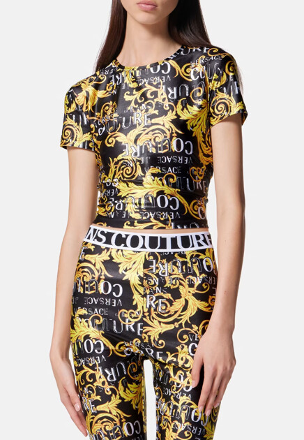 Укороченная футболка с логотипом VERSACE JEANS COUTURE
