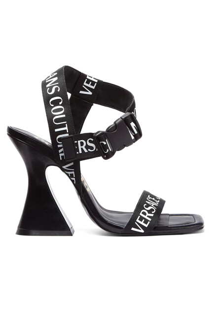 Черные босоножки с логотипом VERSACE JEANS COUTURE