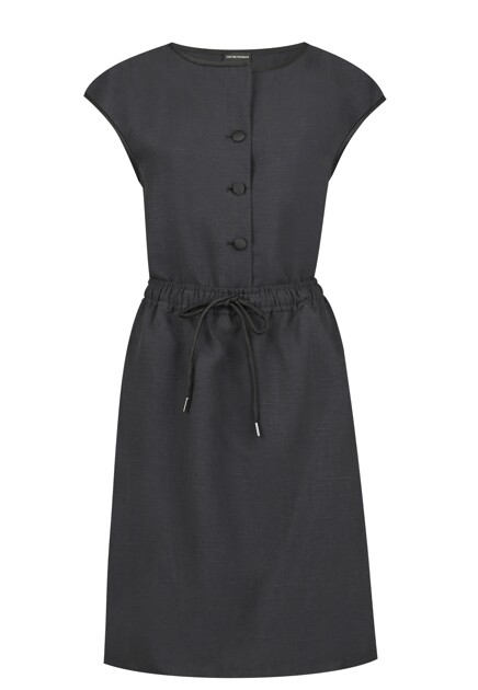 Приталенное платье из смесового льна EMPORIO ARMANI