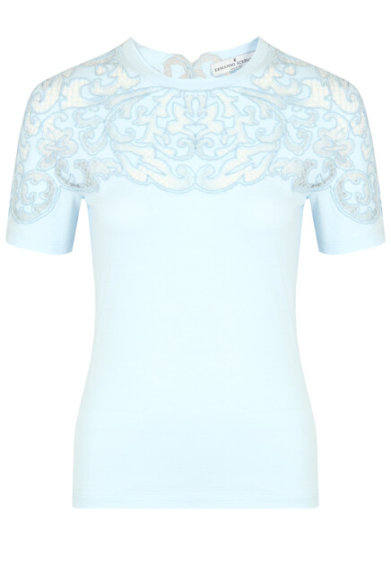 Хлопковая футболка с кружевом ERMANNO SCERVINO