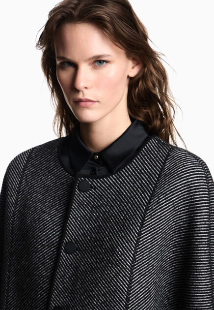 Двустороннее пальто из смеси шерсти и хлопка EMPORIO ARMANI - ИТАЛИЯ