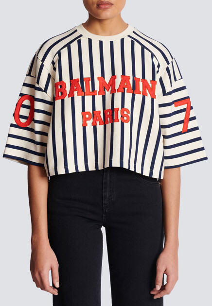Топ с ярким логотипом  BALMAIN