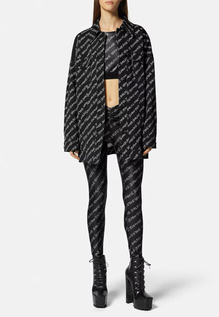 Кроп-топ с логотипированным принтом VERSACE JEANS COUTURE - ИТАЛИЯ