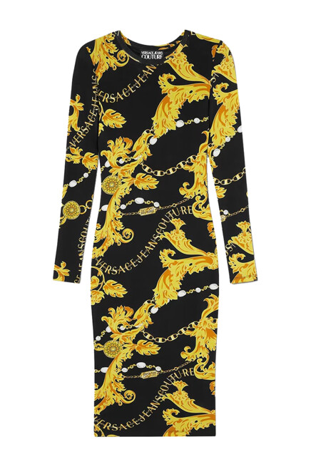 Платье миди из эластичного джерси VERSACE JEANS COUTURE