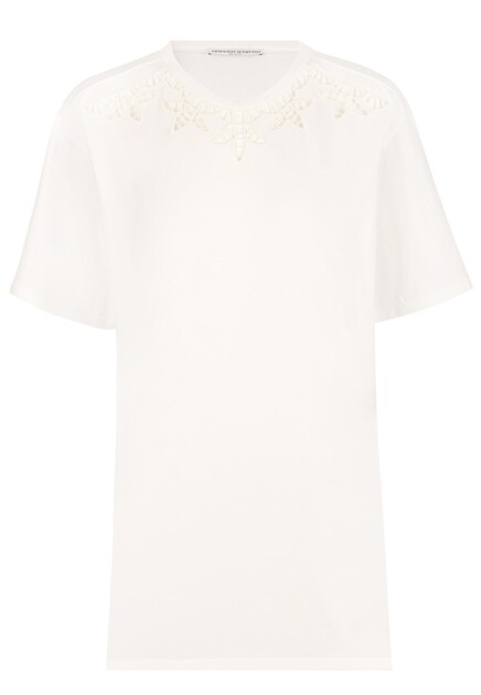 Белая футболка с вышивкой ришелье ERMANNO SCERVINO