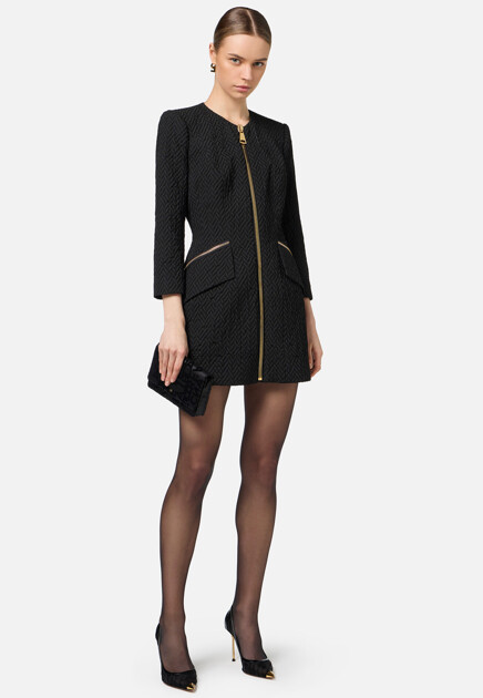 Мини-платье из твида на молнии ELISABETTA FRANCHI - ИТАЛИЯ