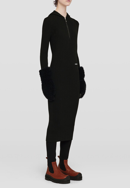 Облегающее платье с капюшоном JIL SANDER - ГЕРМАНИЯ