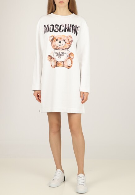 Платье мини с принтом Painted Teddy Bear MOSCHINO - ИТАЛИЯ