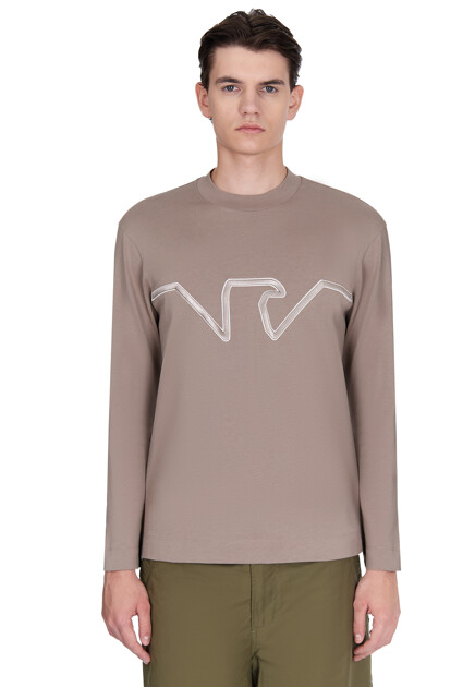 Лонгслив EMPORIO ARMANI  - Хлопок - цвет коричневый