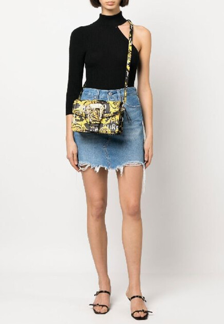 Черная кросс-боди с пряжкой  VERSACE JEANS COUTURE