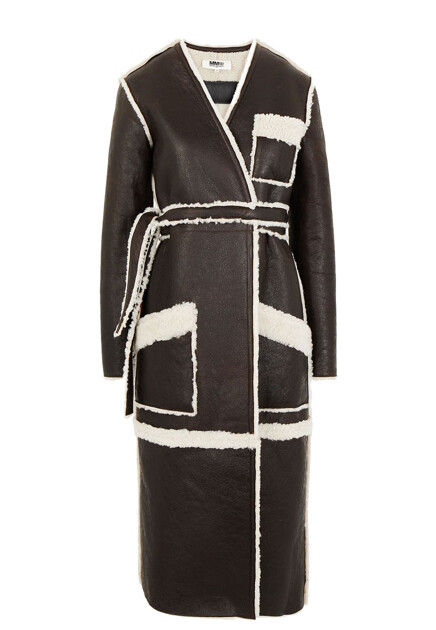 Дубленка с V-образным вырезом MM6 Maison Margiela