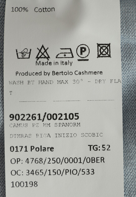 Поло на молнии из хлопка  BERTOLO - ИТАЛИЯ