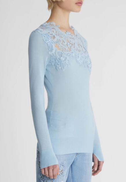 Джемпер из кашемира с кружевом ERMANNO SCERVINO