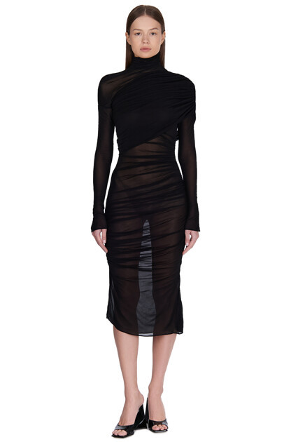 Сетчатое платье со сборками  MUGLER