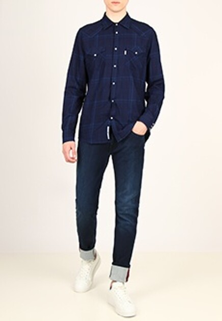 Хлопковая рубашка в клетку BARMAS JEANS