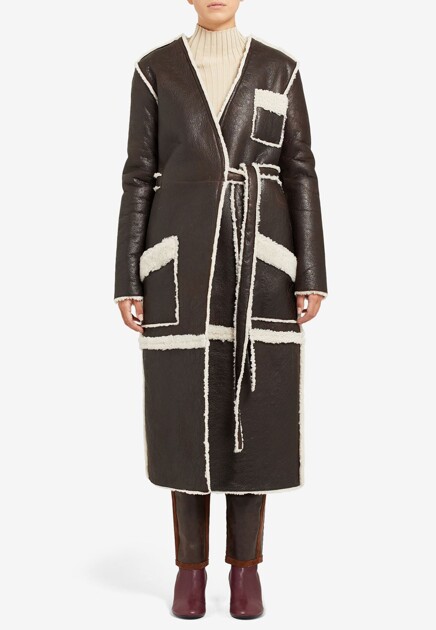 Дубленка с V-образным вырезом MM6 Maison Margiela - ФРАНЦИЯ