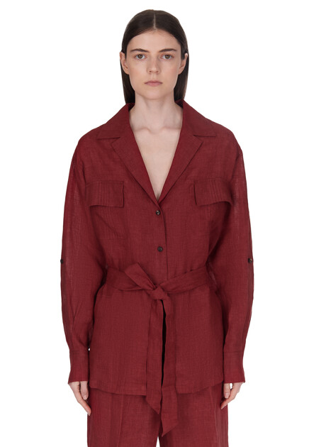 Рубашка изо льна с поясом  KITON