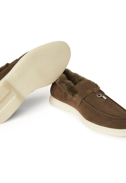 Замшевые лоферы с мехом  LORO PIANA