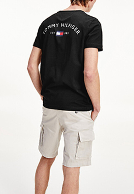 Хлопковая футболка с крупным логотипом на спине TOMMY HILFIGER