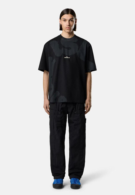 Хлопковая футболка с принтом на спине STONE ISLAND - ИТАЛИЯ
