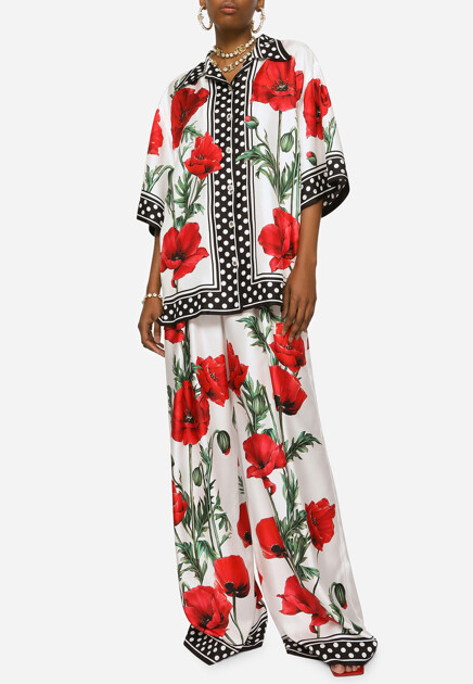 Рубашка из твила с комбинированным принтом Happy Garden DOLCE&GABBANA - ИТАЛИЯ