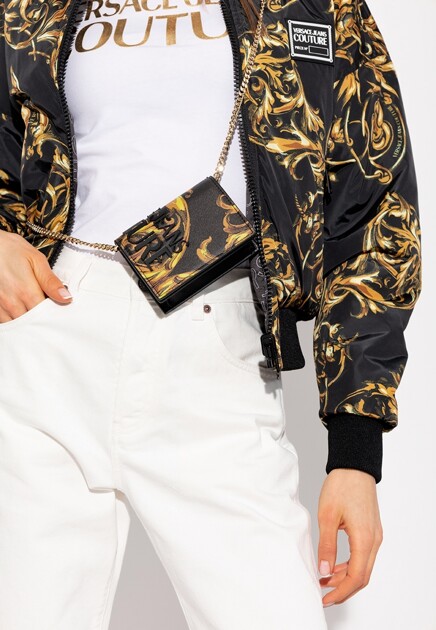 Сумка с принтом и вышитым логотипом VERSACE JEANS COUTURE