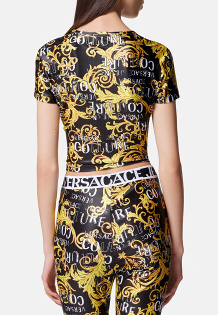 Укороченная футболка с логотипом VERSACE JEANS COUTURE - ИТАЛИЯ
