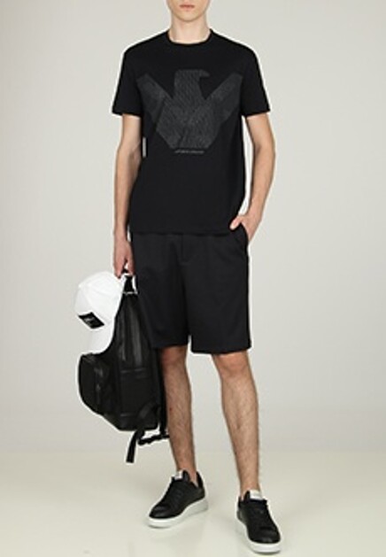 Футболка с крупным логотипом EMPORIO ARMANI
