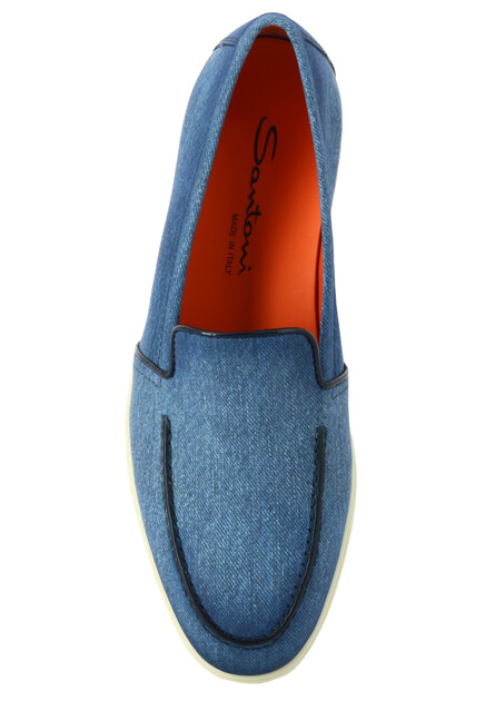 Лоферы SANTONI  - Кожа - цвет синий