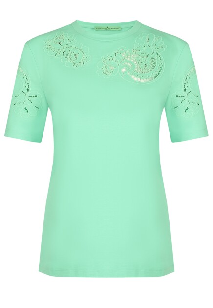 Футболка из хлопка с ажурной вышивкой  ERMANNO SCERVINO