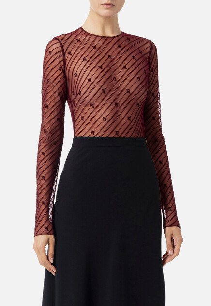 Боди из тюля с флокированным рисунком ELISABETTA FRANCHI - ИТАЛИЯ
