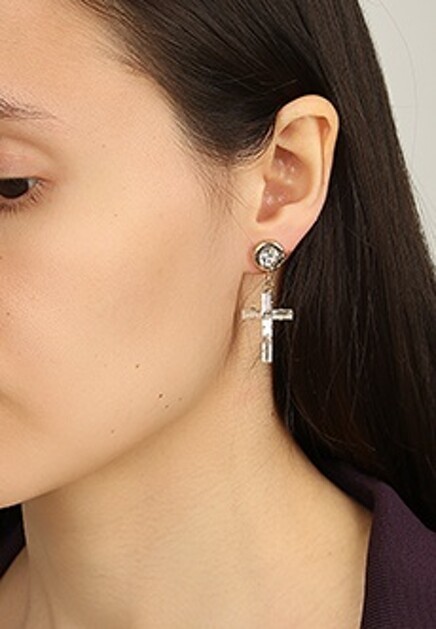 Серебристые серьги-гвоздики  ERMANNO SCERVINO