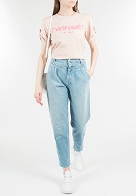 Хлопковая футболка с алым лого  TWINSET Milano