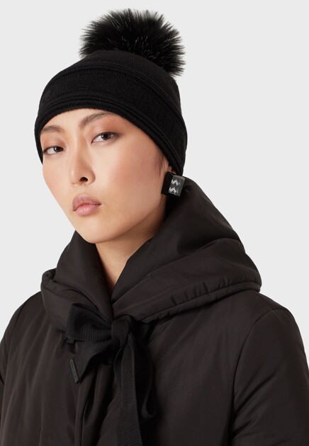 Шапка EMPORIO ARMANI  - Шерсть - цвет черный