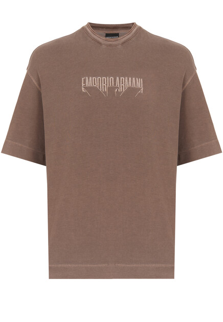 Хлопковая футболка с вышивкой EMPORIO ARMANI