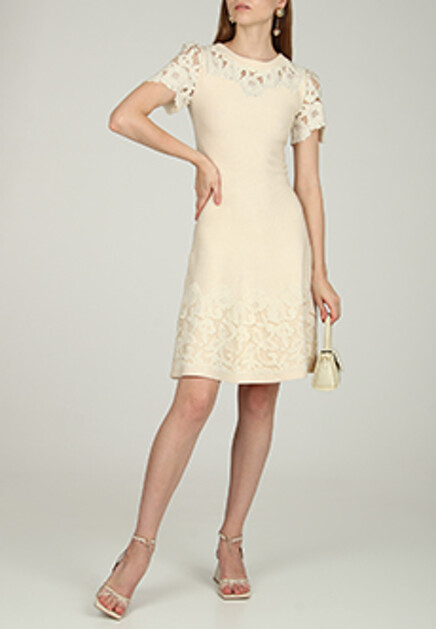 Приталенное платье с цветочным кружевом BLUMARINE