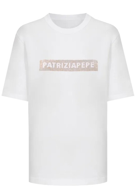 Футболка с логотипом из страз PATRIZIA PEPE