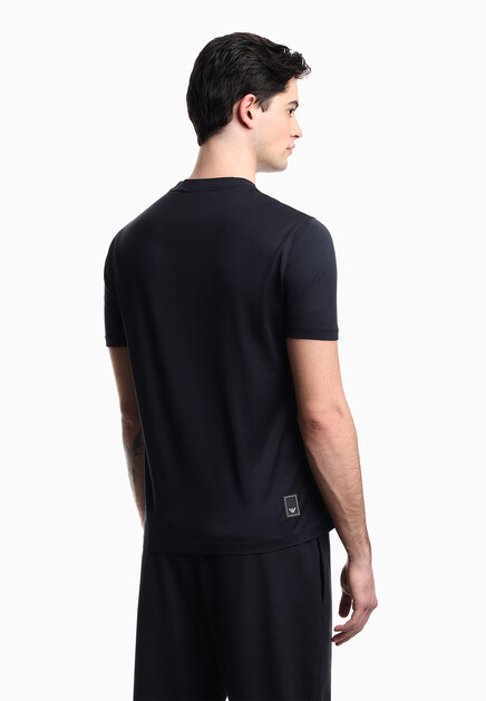 Футболка EMPORIO ARMANI  - Хлопок, Лиоцелл - цвет синий