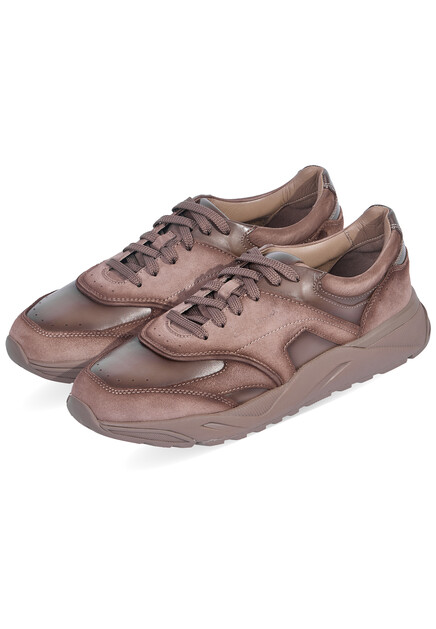 Кроссовки из комбинированной кожи SANTONI - ИТАЛИЯ