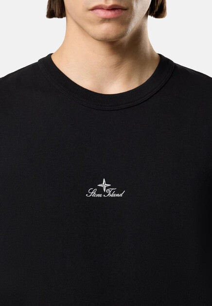 Лонгслив STONE ISLAND  - Хлопок - цвет черный