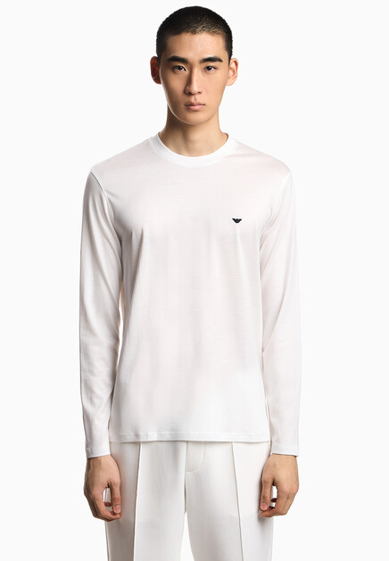 Лонгслив EMPORIO ARMANI  - Хлопок, Лиоцелл - цвет белый