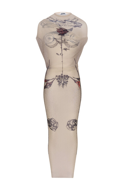 Платье-макси The Tattoo Rose and Bird JEAN PAUL GAULTIER