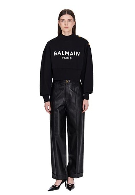 Укороченный джемпер с логотипом BALMAIN