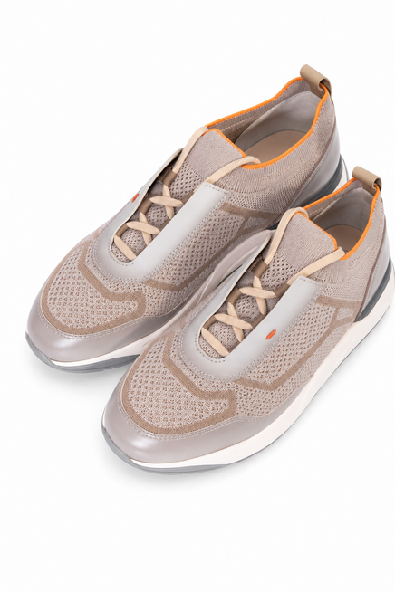 Кроссовки SANTONI  - Кожа, Текстиль - цвет серый