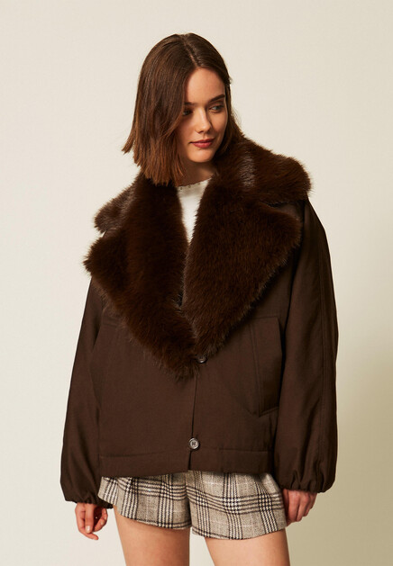 Куртка TWINSET Milano  - Хлопок, Полиэстер - цвет коричневый