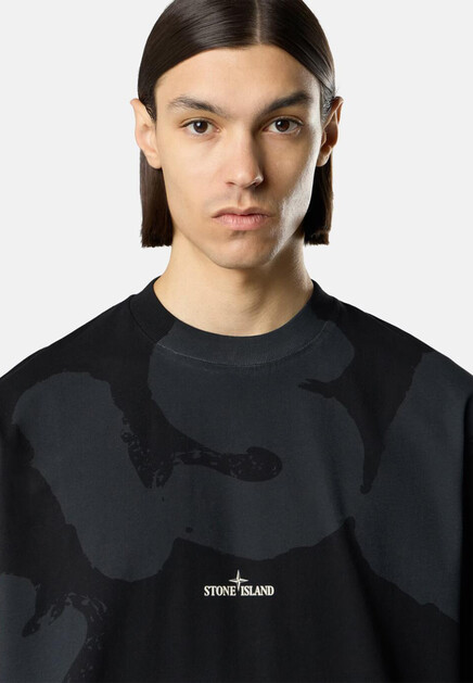 Футболка STONE ISLAND  - Хлопок - цвет черный