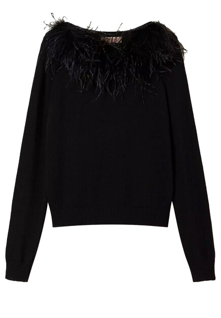 Джемпер с декором из перьев  TWINSET Milano